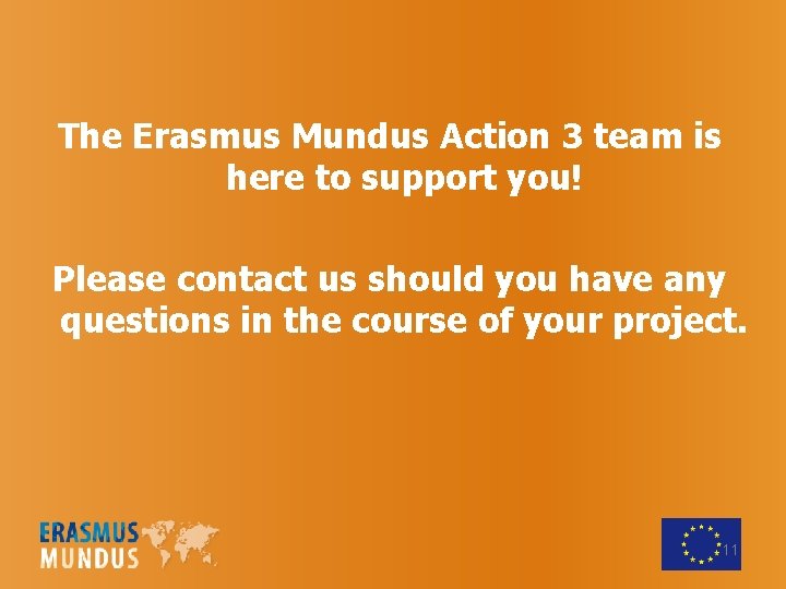 The Erasmus Mundus Action 3 team is here to support you! Please contact us