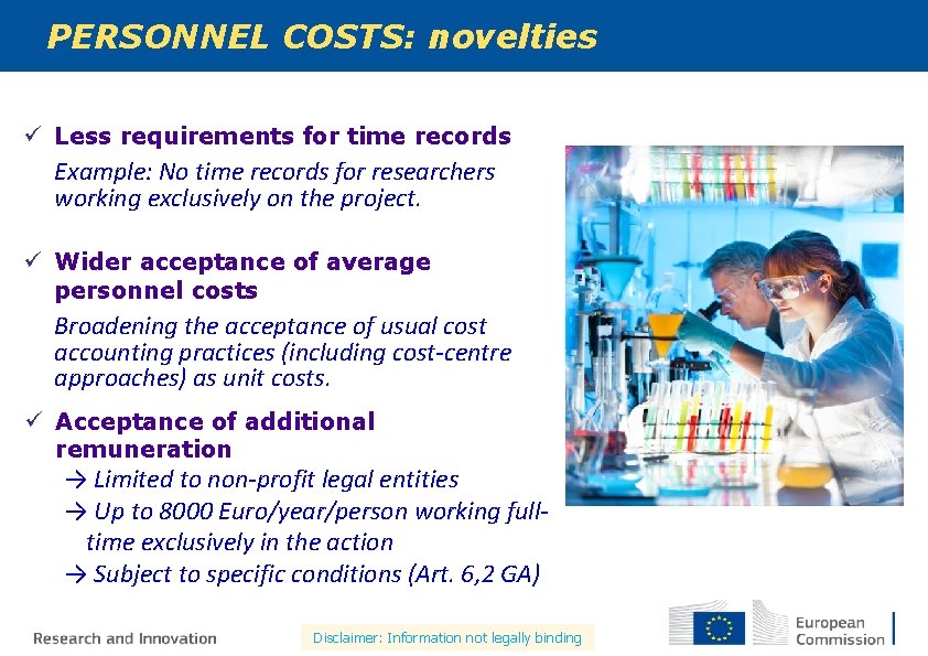 PERSONNEL COSTS: novelties ü Less requirements for time records Example: No time records for