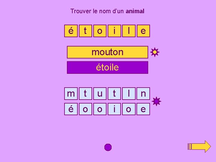 choix Trouver un mot selon la consigne en