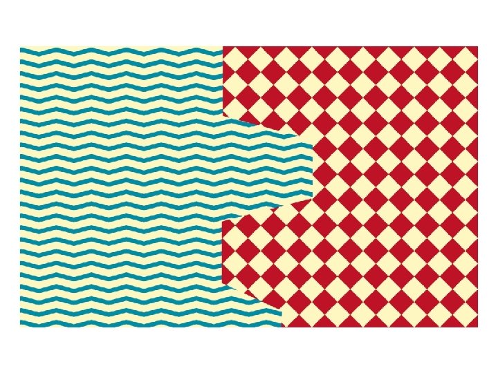 Two pieces with different designs appear to be locked together to form a rectangle Two pieces with different designs appear to be locked together to form a rectangle