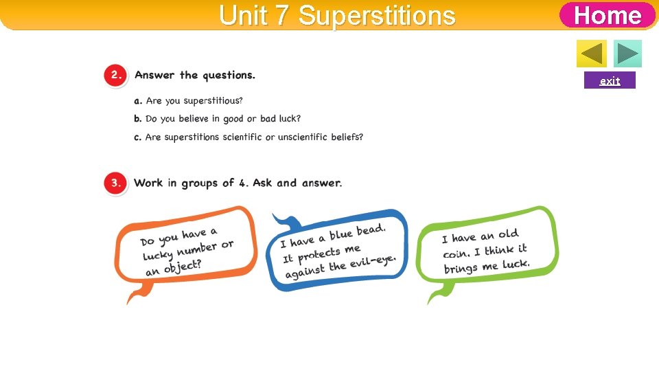 Unit 7 Superstitions Home exit 