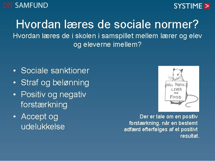 Hvordan læres de sociale normer? Hvordan læres de i skolen i samspillet mellem lærer