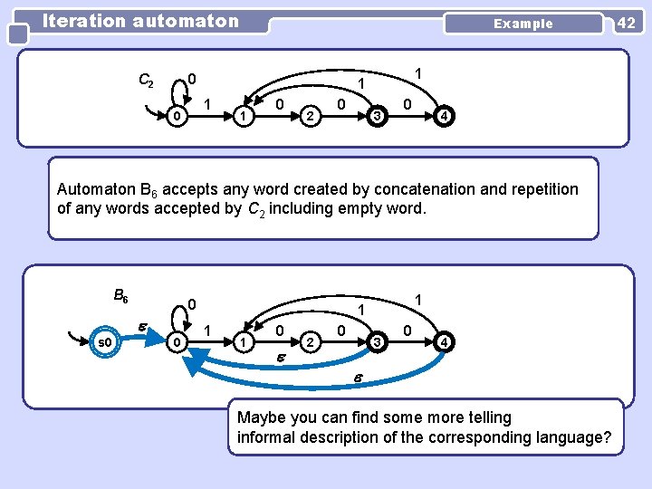 Iteration automaton Example 0 C 2 1 0 1 1 1 0 2 0 Iteration automaton Example 0 C 2 1 0 1 1 1 0 2 0