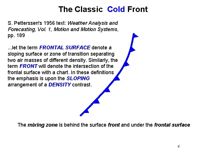 The Classic Cold Front S. Petterssen's 1956 text: Weather Analysis and Forecasting, Vol. 1,