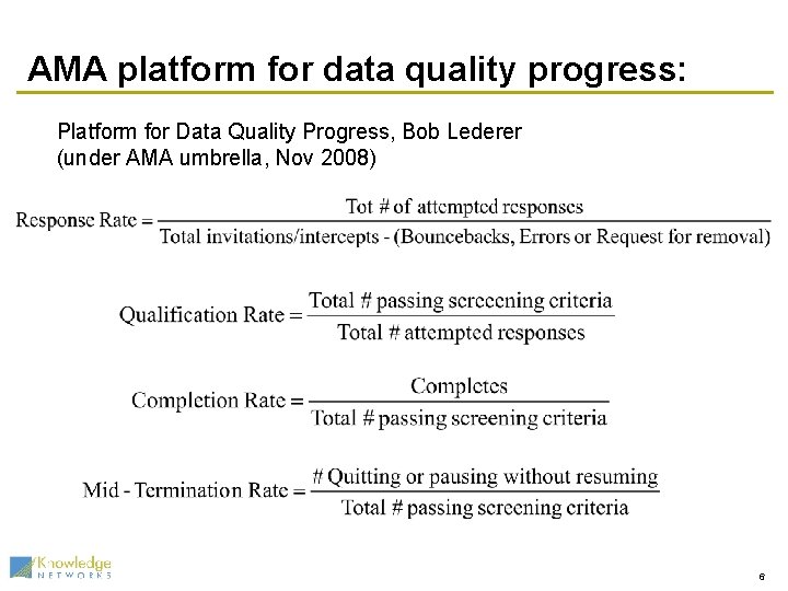 AMA platform for data quality progress: Platform for Data Quality Progress, Bob Lederer (under