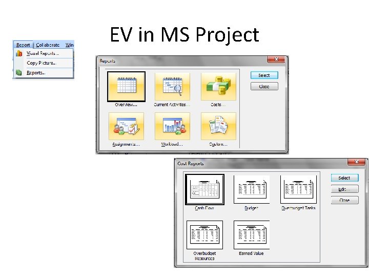 EV in MS Project 
