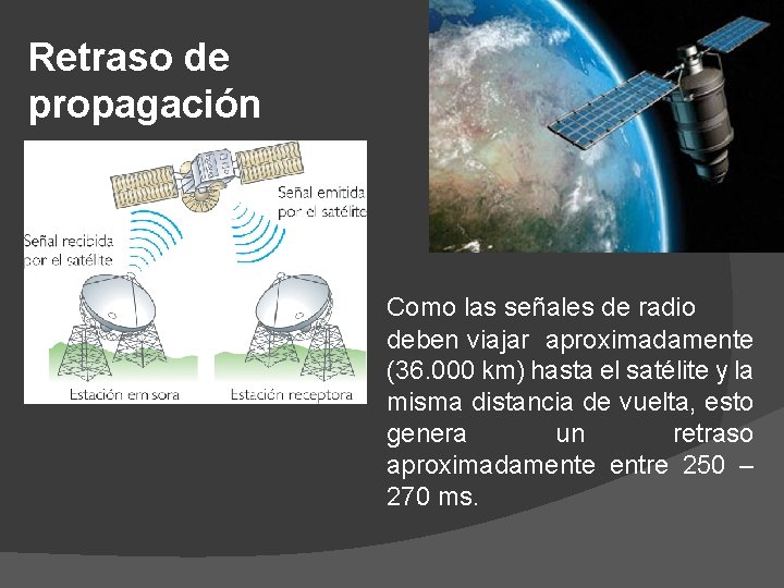 Retraso de propagación Como las señales de radio deben viajar aproximadamente (36. 000 km)