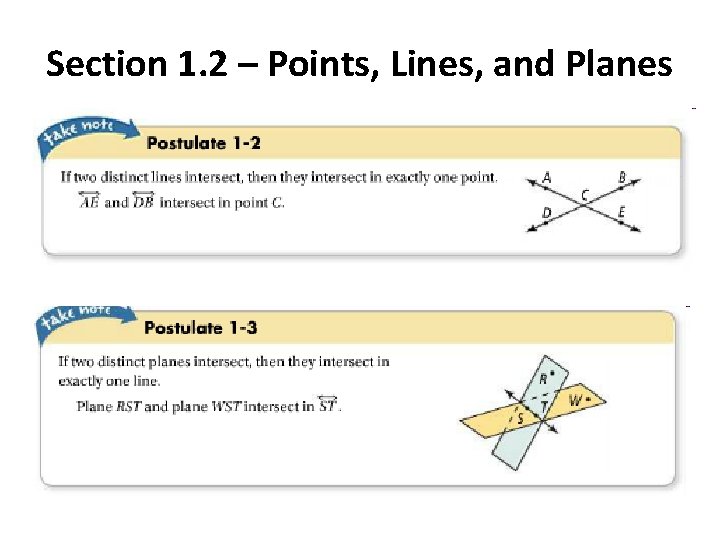 Section 1. 2 – Points, Lines, and Planes 