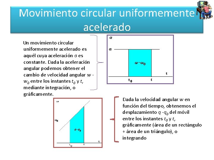 Movimiento circular uniformemente acelerado Un movimiento circular uniformemente acelerado es aquél cuya aceleración a