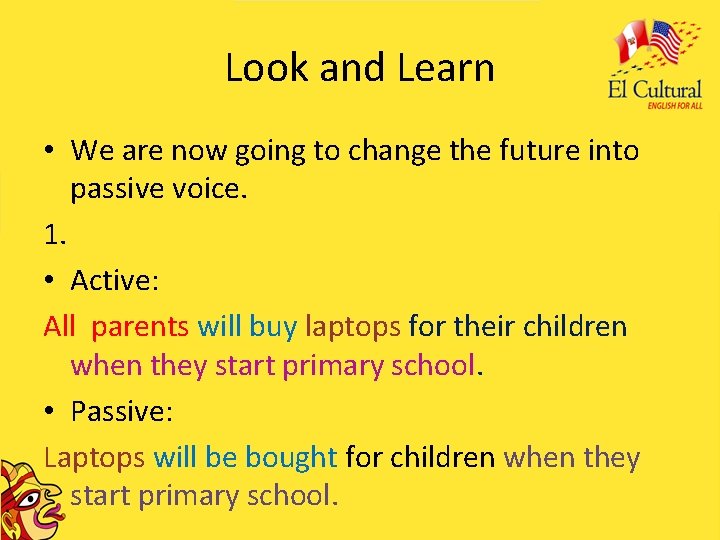 Look and Learn • We are now going to change the future into passive