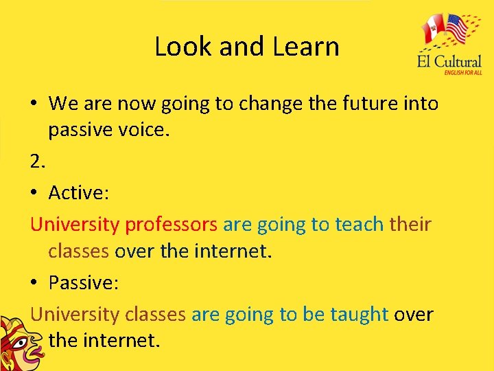 Look and Learn • We are now going to change the future into passive