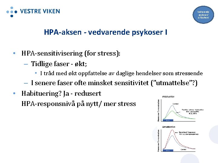 Vedvarende psykoser/ schizofreni HPA-aksen - vedvarende psykoser I • HPA-sensitivisering (for stress): – Tidlige