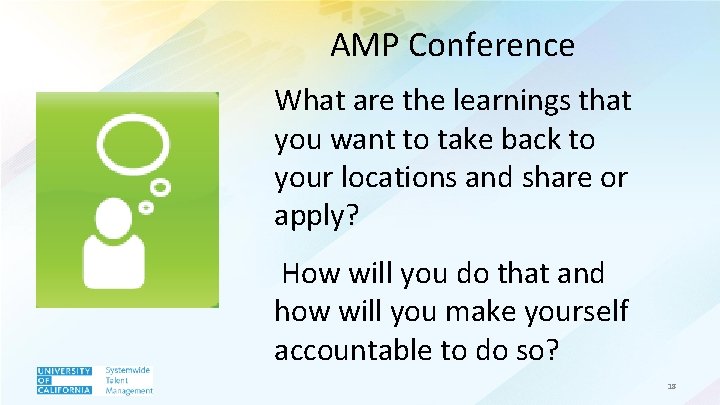 AMP Conference What are the learnings that you want to take back to your