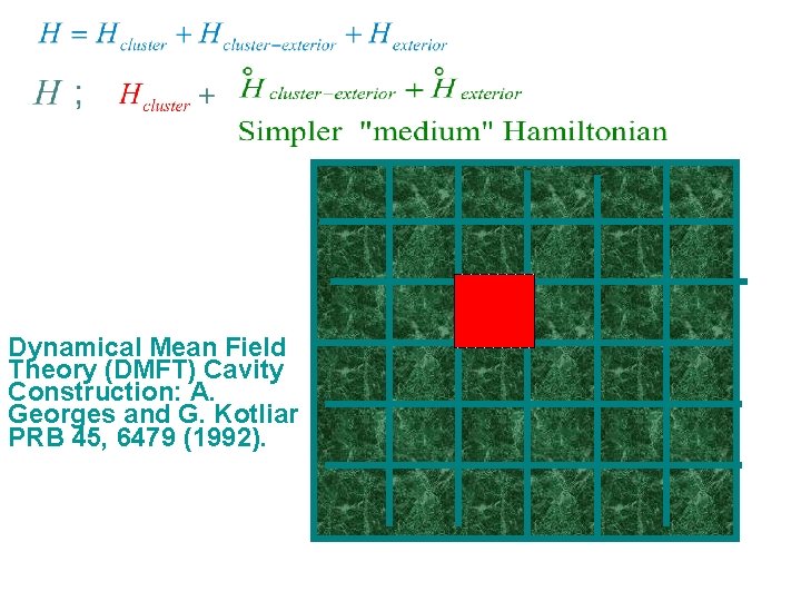 Dynamical Mean Field Theory (DMFT) Cavity Construction: A. Georges and G. Kotliar PRB 45, Dynamical Mean Field Theory (DMFT) Cavity Construction: A. Georges and G. Kotliar PRB 45,