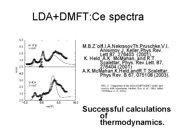 LDA+DMFT: Ce spectra M. B. Z¨olfl, I. A. Nekrasov. Th. Pruschke, V. I. Anisimov