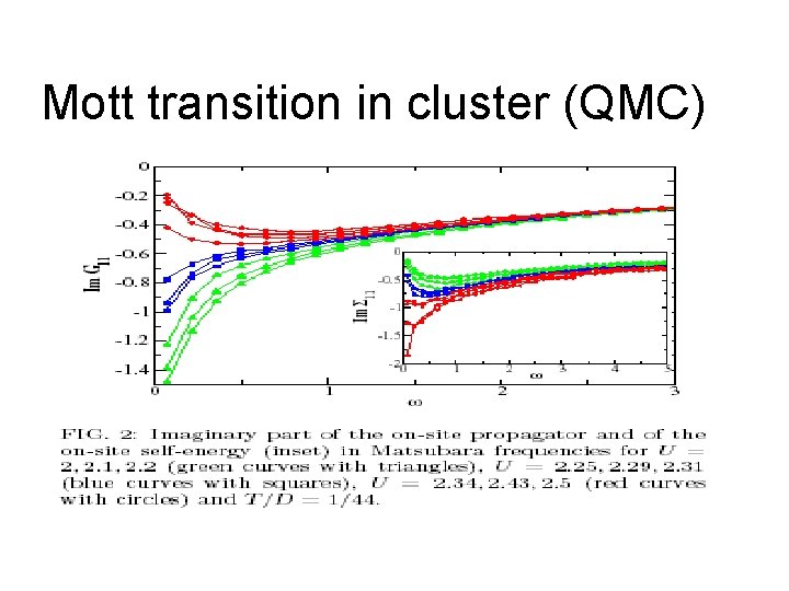 Mott transition in cluster (QMC) 