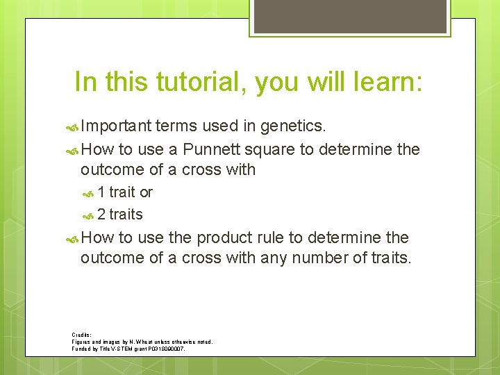 In this tutorial, you will learn: Important terms used in genetics. How to use