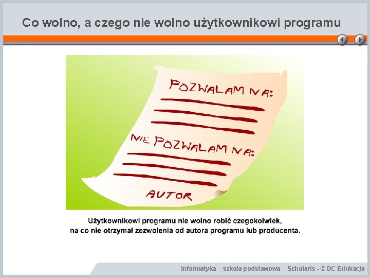 Co wolno, a czego nie wolno użytkownikowi programu Informatyka – szkoła podstawowa – Scholaris