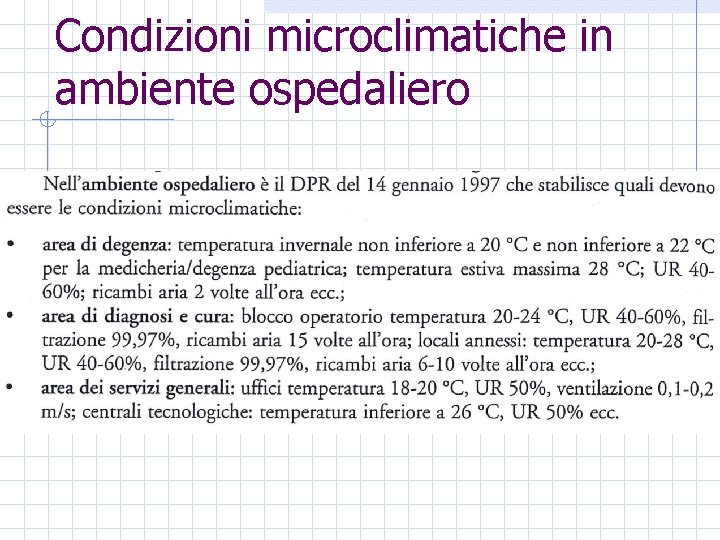 Condizioni microclimatiche in ambiente ospedaliero 