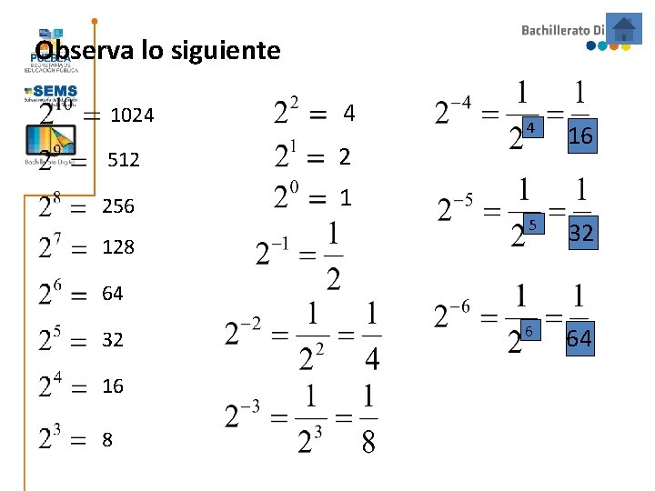 Observa lo siguiente 1024 4 512 2 256 1 128 4 16 5 32 Observa lo siguiente 1024 4 512 2 256 1 128 4 16 5 32