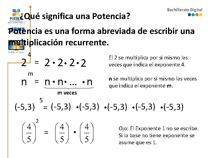 ¿Qué significa una Potencia? Potencia es una forma abreviada de escribir una multiplicación recurrente. ¿Qué significa una Potencia? Potencia es una forma abreviada de escribir una multiplicación recurrente.