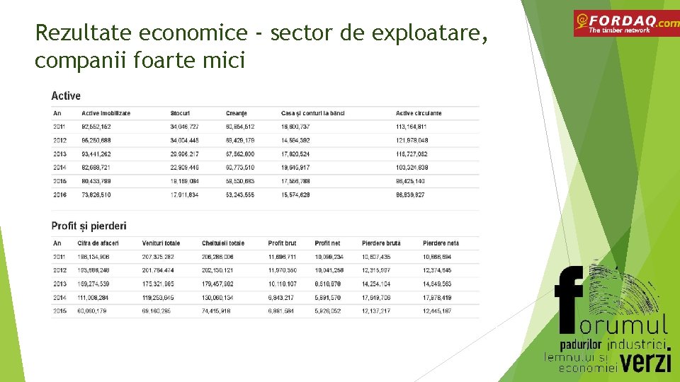 Rezultate economice - sector de exploatare, companii foarte mici 