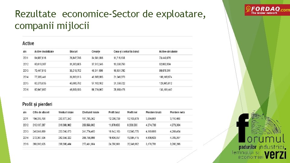 Rezultate economice-Sector de exploatare, companii mijlocii 