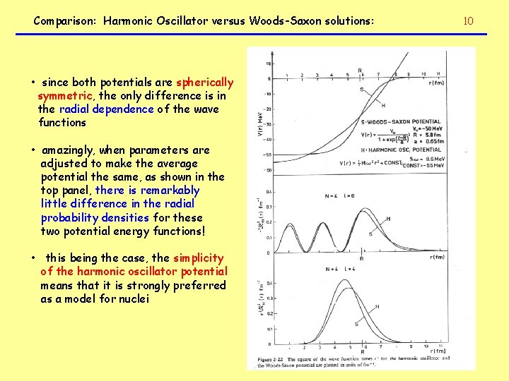 Comparison: Harmonic Oscillator versus Woods-Saxon solutions: • since both potentials are spherically symmetric, the
