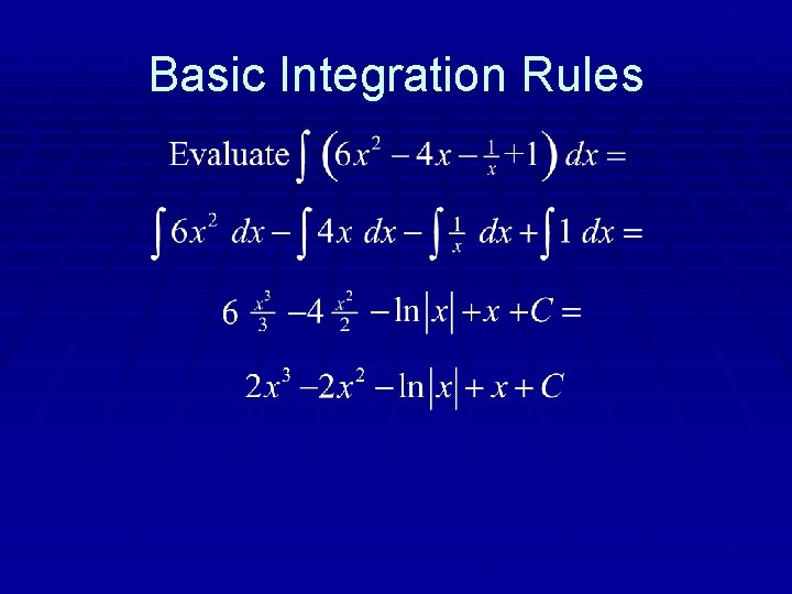 Basic Integration Rules 