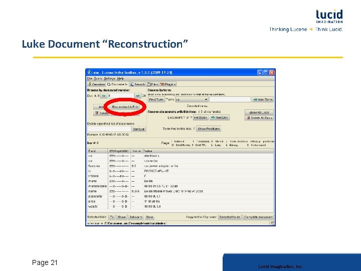 Luke Document “Reconstruction” Lucid Imagination, Inc. Page 21 Lucid Imagination, Inc. 
