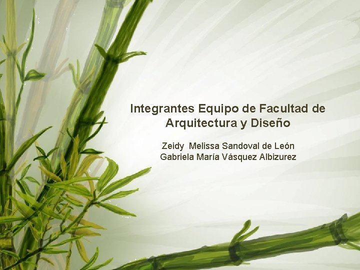 Integrantes Equipo de Facultad de Arquitectura y Diseño Zeidy Melissa Sandoval de León Gabriela