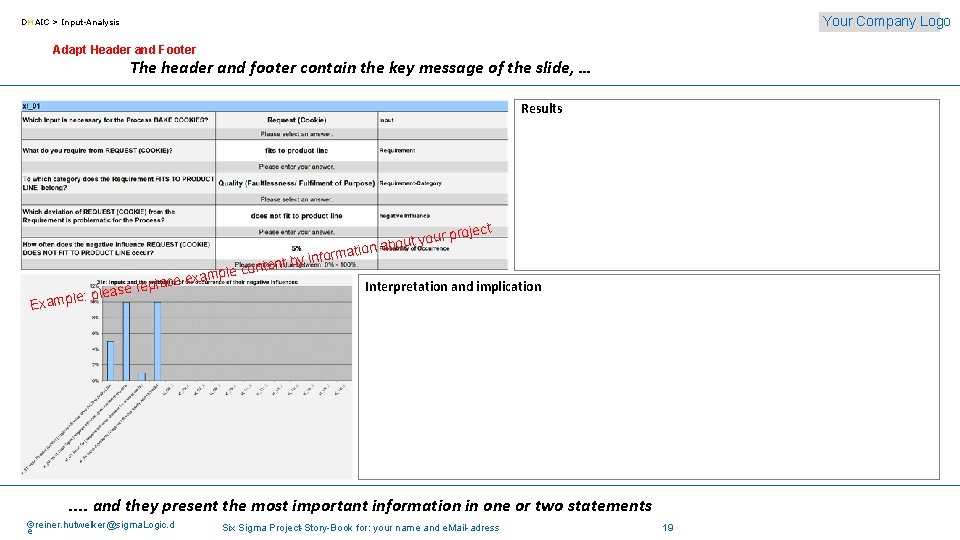 Your Company Logo DMAIC > Input-Analysis Adapt Header and Footer The header and footer