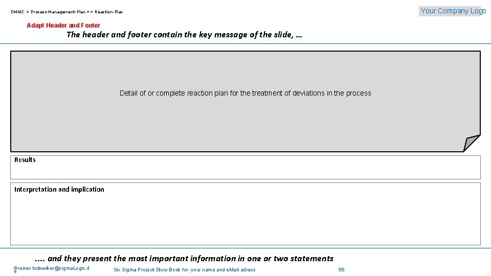 Your Company Logo DMAIC > Process-Management-Plan >> Reaction-Plan Adapt Header and Footer The header