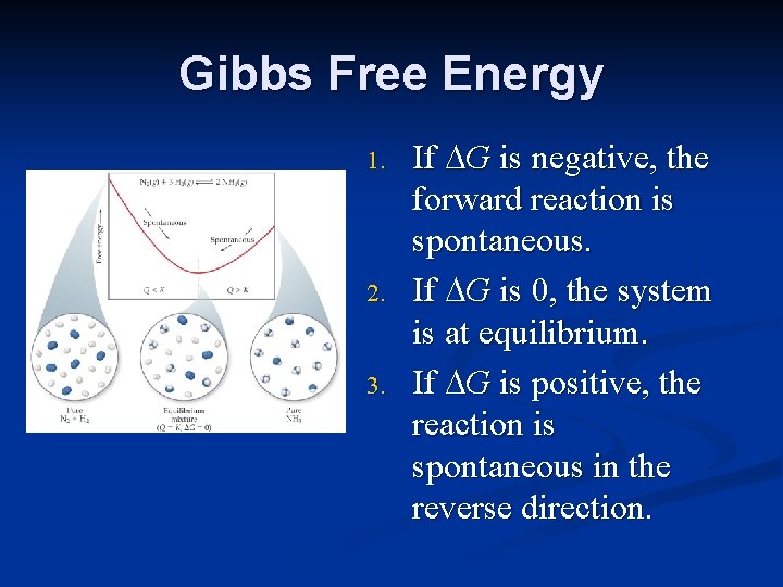 Gibbs Free Energy 1. 2. 3. If G is negative, the forward reaction is