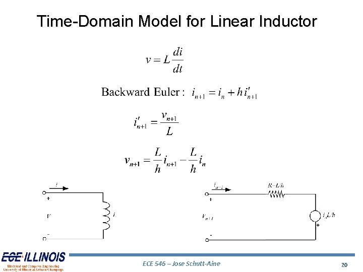 Time-Domain Model for Linear Inductor ECE 546 – Jose Schutt-Aine 20 