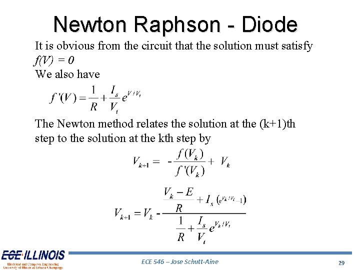 Newton Raphson - Diode It is obvious from the circuit that the solution must