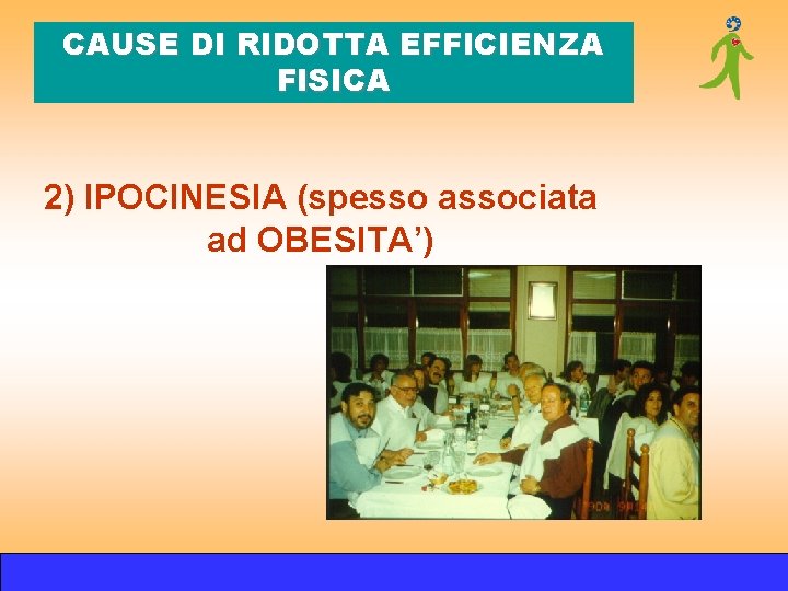 CAUSE DI RIDOTTA EFFICIENZA FISICA 2) IPOCINESIA (spesso associata ad OBESITA’) CAUSE DI RIDOTTA EFFICIENZA FISICA 2) IPOCINESIA (spesso associata ad OBESITA’)