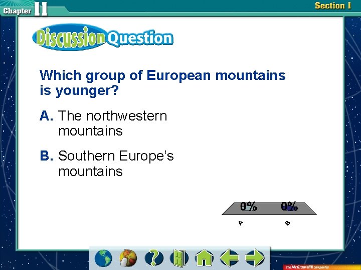 Which group of European mountains is younger? A. The northwestern mountains B. Southern Europe’s