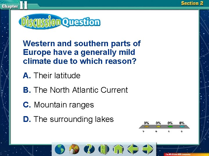 Western and southern parts of Europe have a generally mild climate due to which