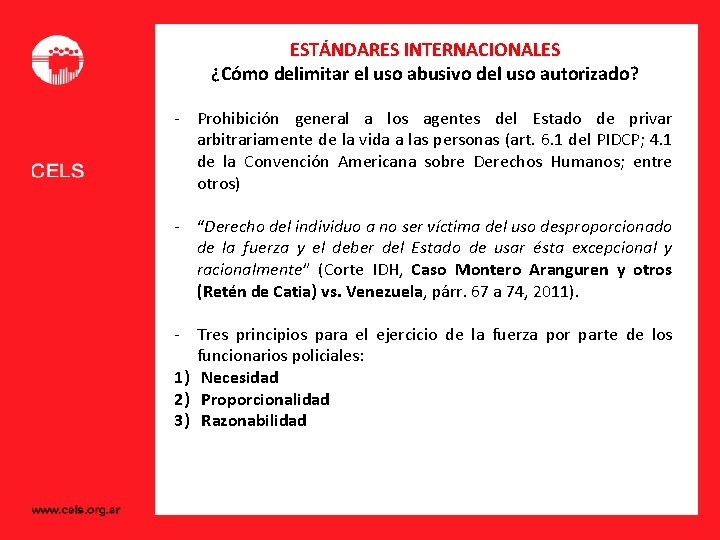 ESTÁNDARES INTERNACIONALES ¿Cómo delimitar el uso abusivo del uso autorizado? - Prohibición general a