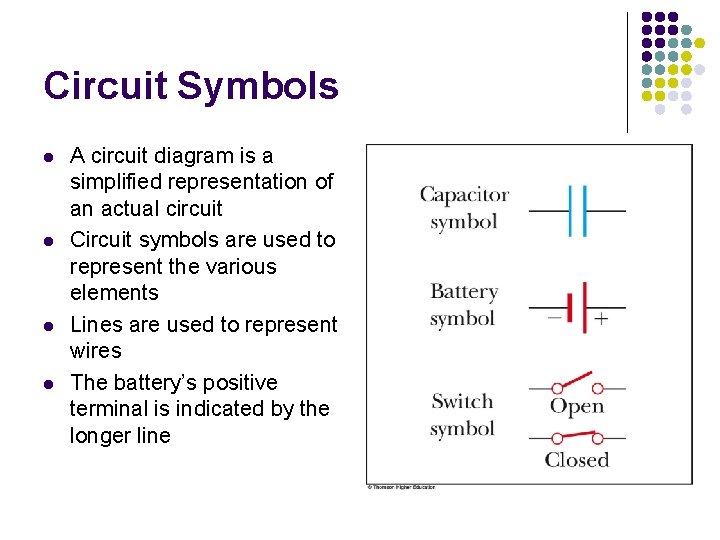 Circuit Symbols l l A circuit diagram is a simplified representation of an actual