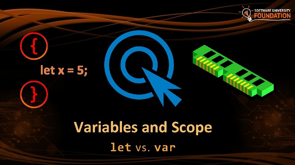let x = 5; Variables and Scope let vs. var 