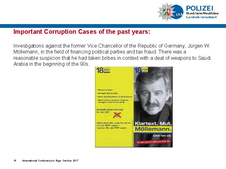 Important Corruption Cases of the past years: Investigations against the former Vice Chancellor of