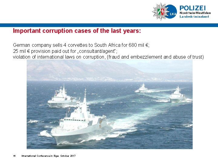 Important corruption cases of the last years: German company sells 4 corvettes to South