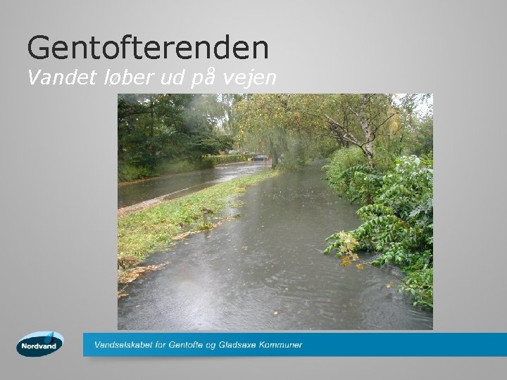Gentofterenden Vandet løber ud på vejen 