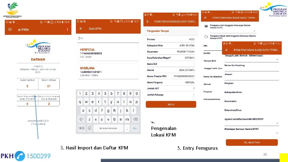 4. Pengenalan Lokasi KPM 3. Hasil Import dan Daftar KPM 5. Entry Pemgurus 25 4. Pengenalan Lokasi KPM 3. Hasil Import dan Daftar KPM 5. Entry Pemgurus 25