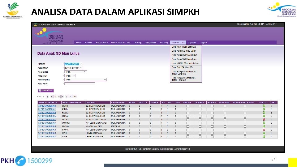 ANALISA DATA DALAM APLIKASI SIMPKH 37 ANALISA DATA DALAM APLIKASI SIMPKH 37