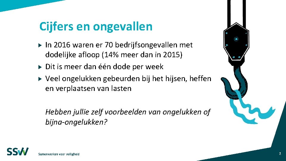 Cijfers en ongevallen In 2016 waren er 70 bedrijfsongevallen met dodelijke afloop (14% meer Cijfers en ongevallen In 2016 waren er 70 bedrijfsongevallen met dodelijke afloop (14% meer