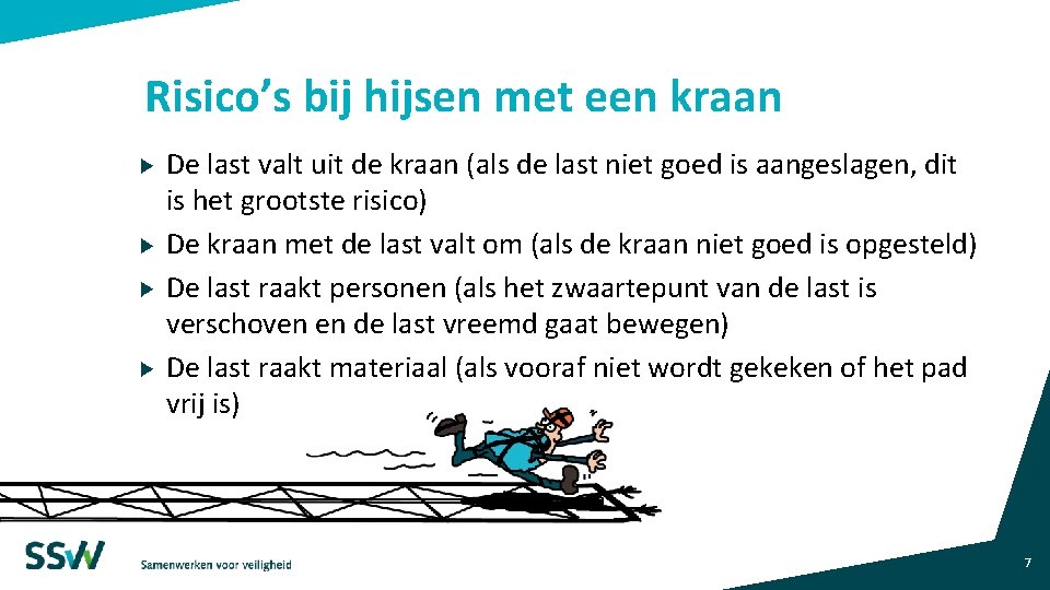 Risico’s bij hijsen met een kraan De last valt uit de kraan (als de Risico’s bij hijsen met een kraan De last valt uit de kraan (als de