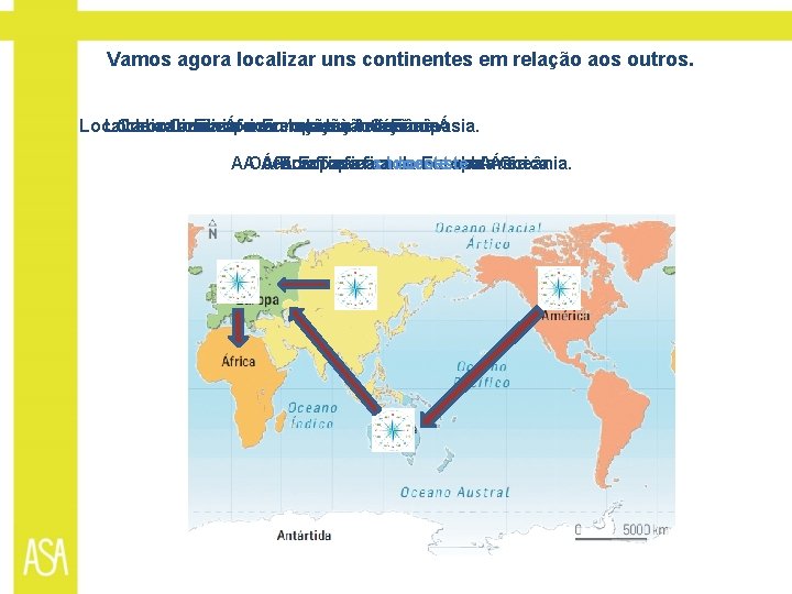 Vamos agora localizar uns continentes em relação aos outros. Localiza Como Localiza a Oceânia